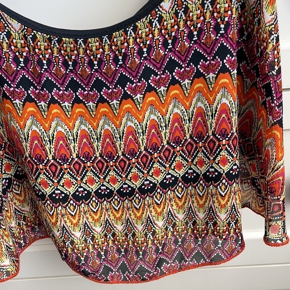 I.Joah Women’s Bohemian Pattern Spaghetti Strapped Crop Top Lined - Size Small - Picture 2 of 6